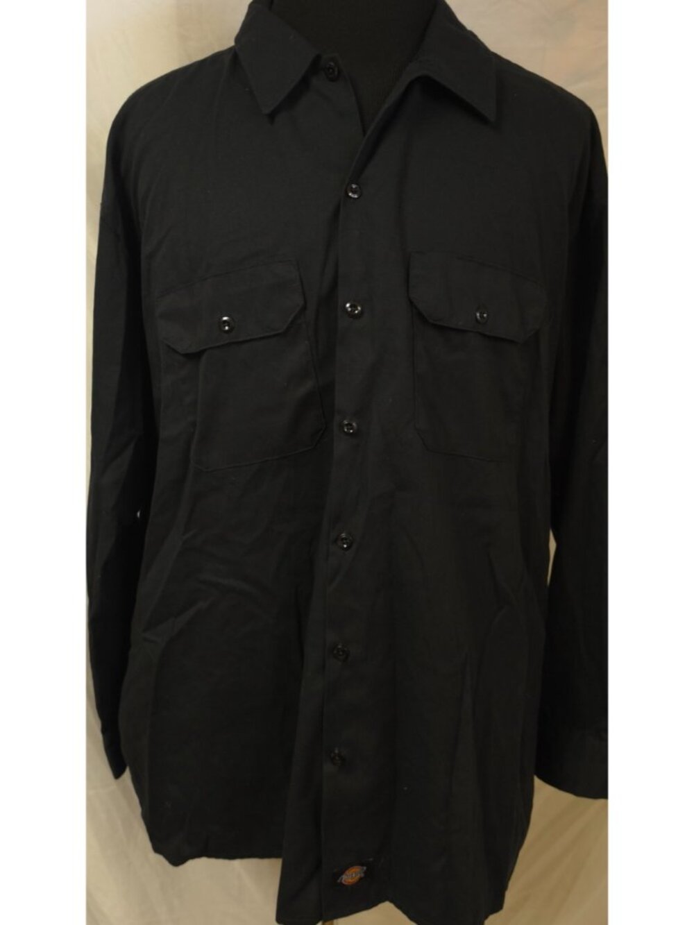 Dickies Flex Mens 3XL Black Long Sleeve Button Up Grunge Work Mechanics Shirt